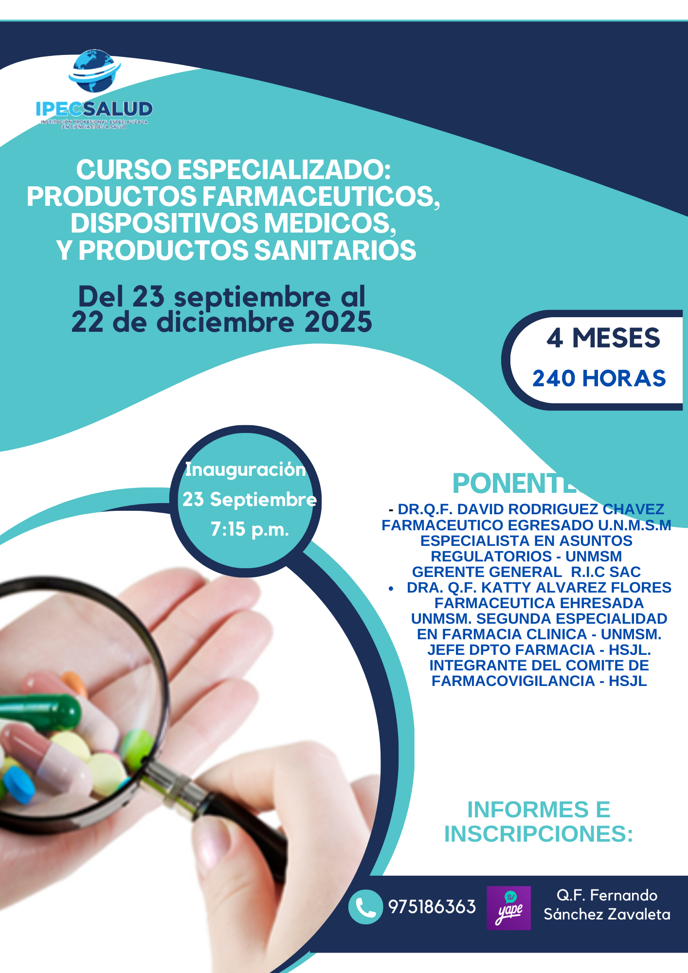CURSO ESPECIALIZADO PRODUCTOS FARMACEUTICOS, DISPOSITIVOS MEDICOS Y PRODUCTOS SANITARIOS. (4 MESES)